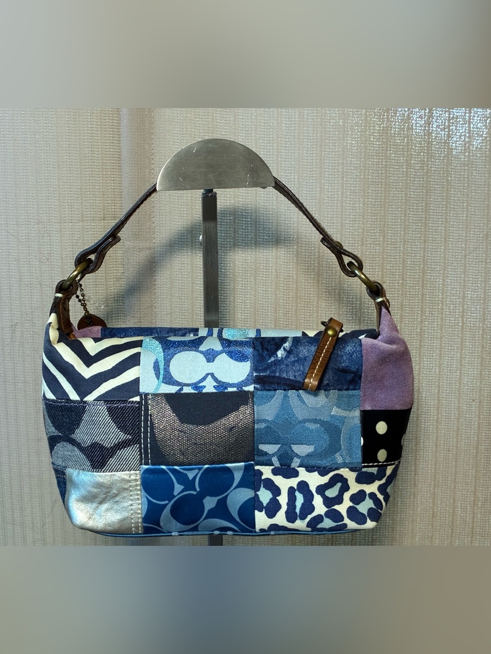 Coach Patchwork Denim and Blue Mixed-Print Shoulder Bag - Picture 2 of 6